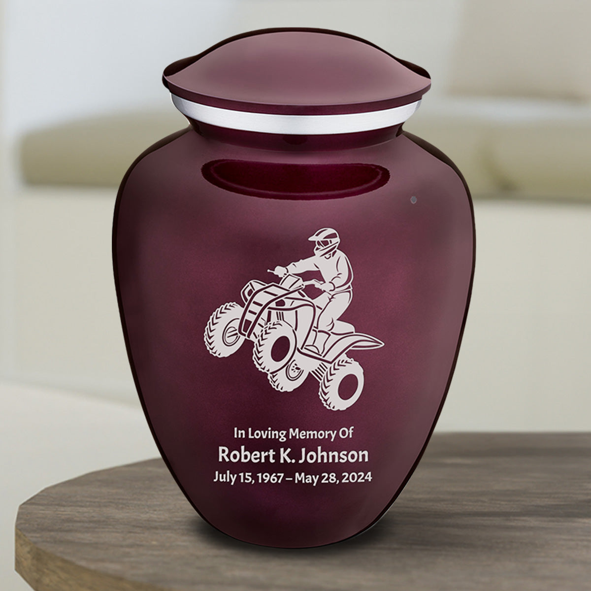 Medium Embrace Cherry Purple ATV Cremation Urn