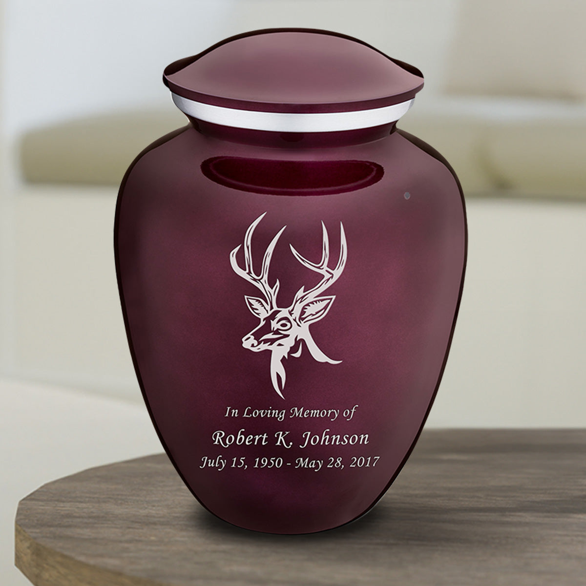 Medium Embrace Cherry Purple Deer Cremation Urn