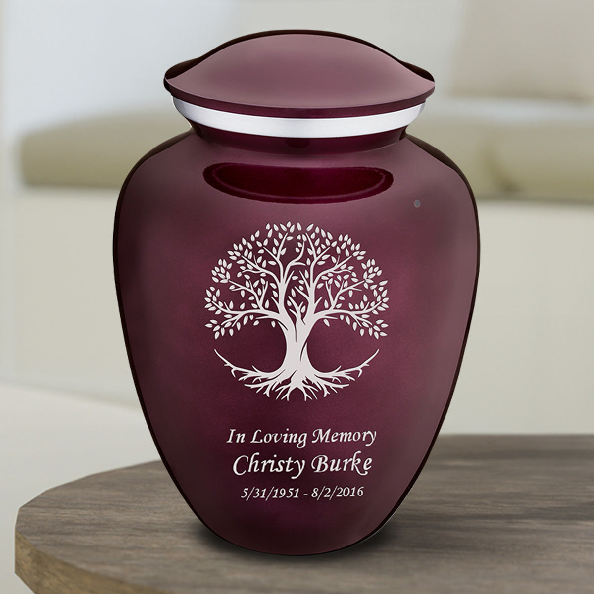 Medium Embrace Cherry Purple Tree of Life Cremation Urn