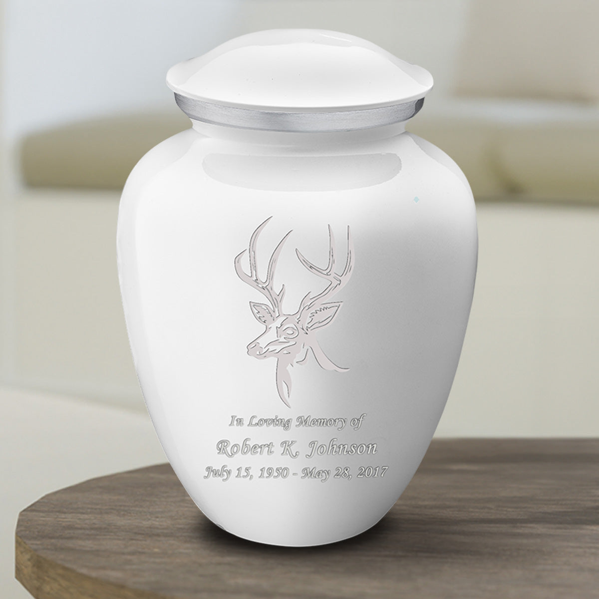 Medium Embrace White Deer Cremation Urn