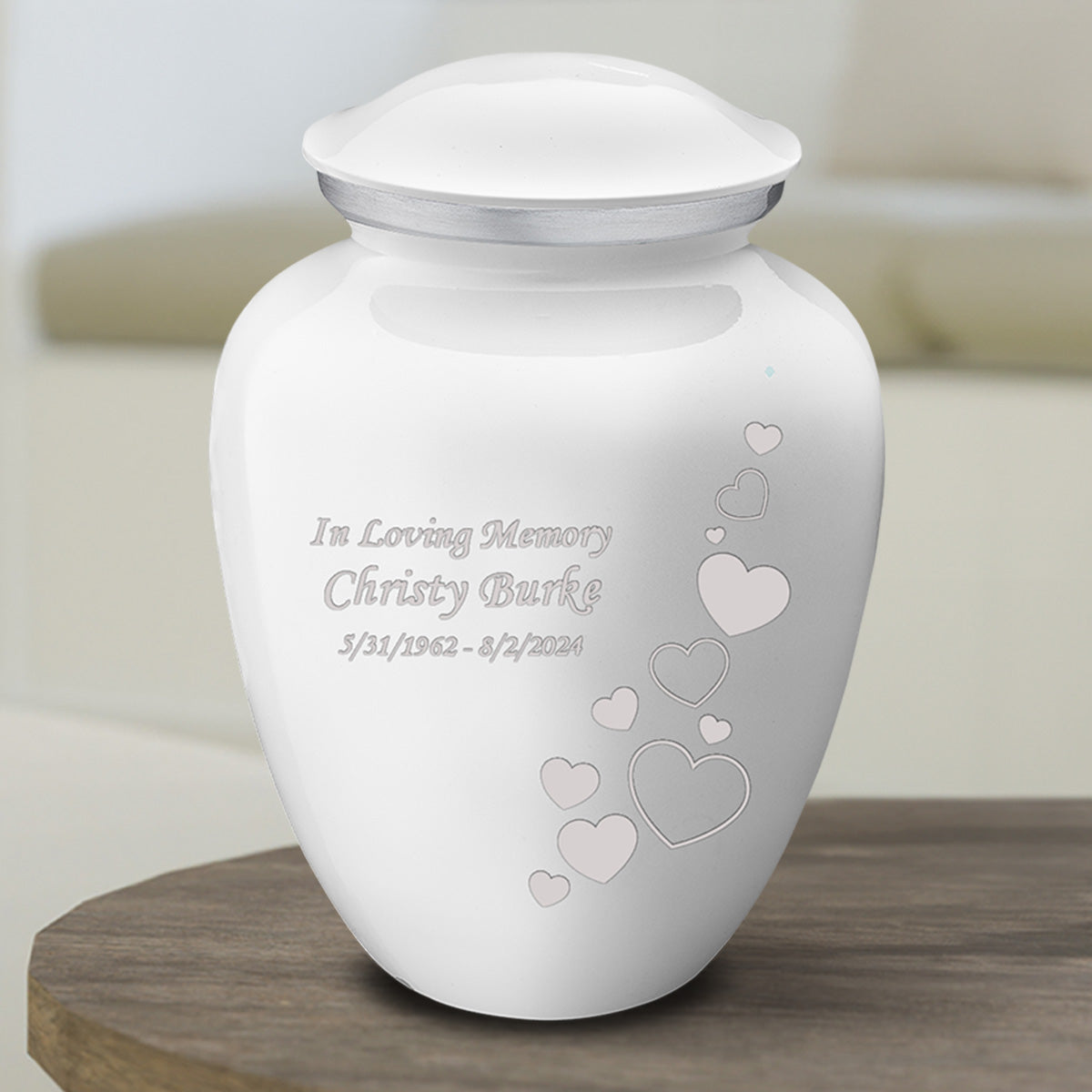 Medium Embrace White Floating Heart Cremation Urn