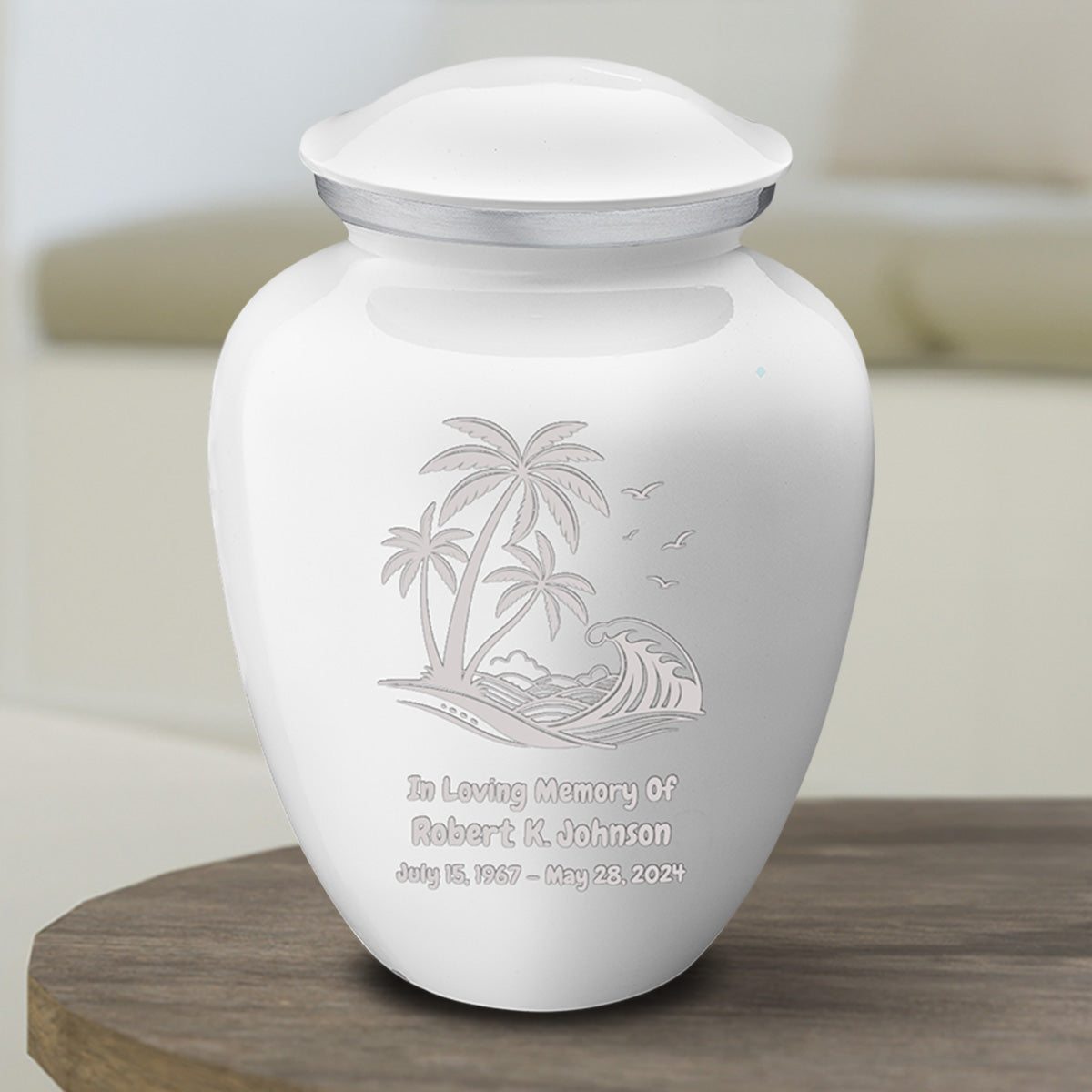 Medium Embrace White Palm Beach Cremation Urn