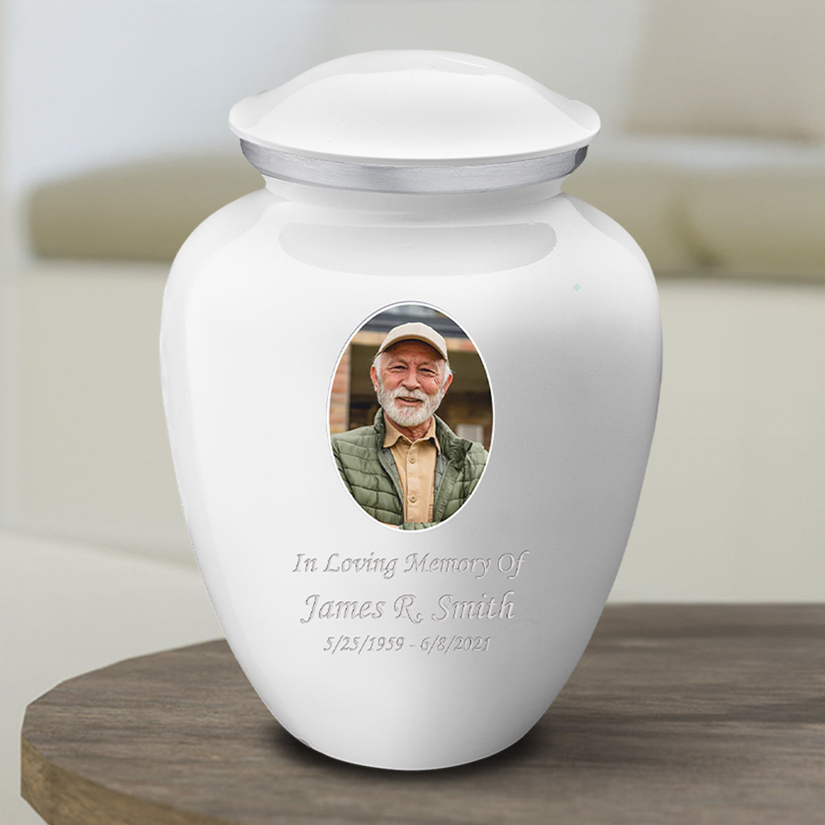 Medium Embrace White Portrait Cremation Urn