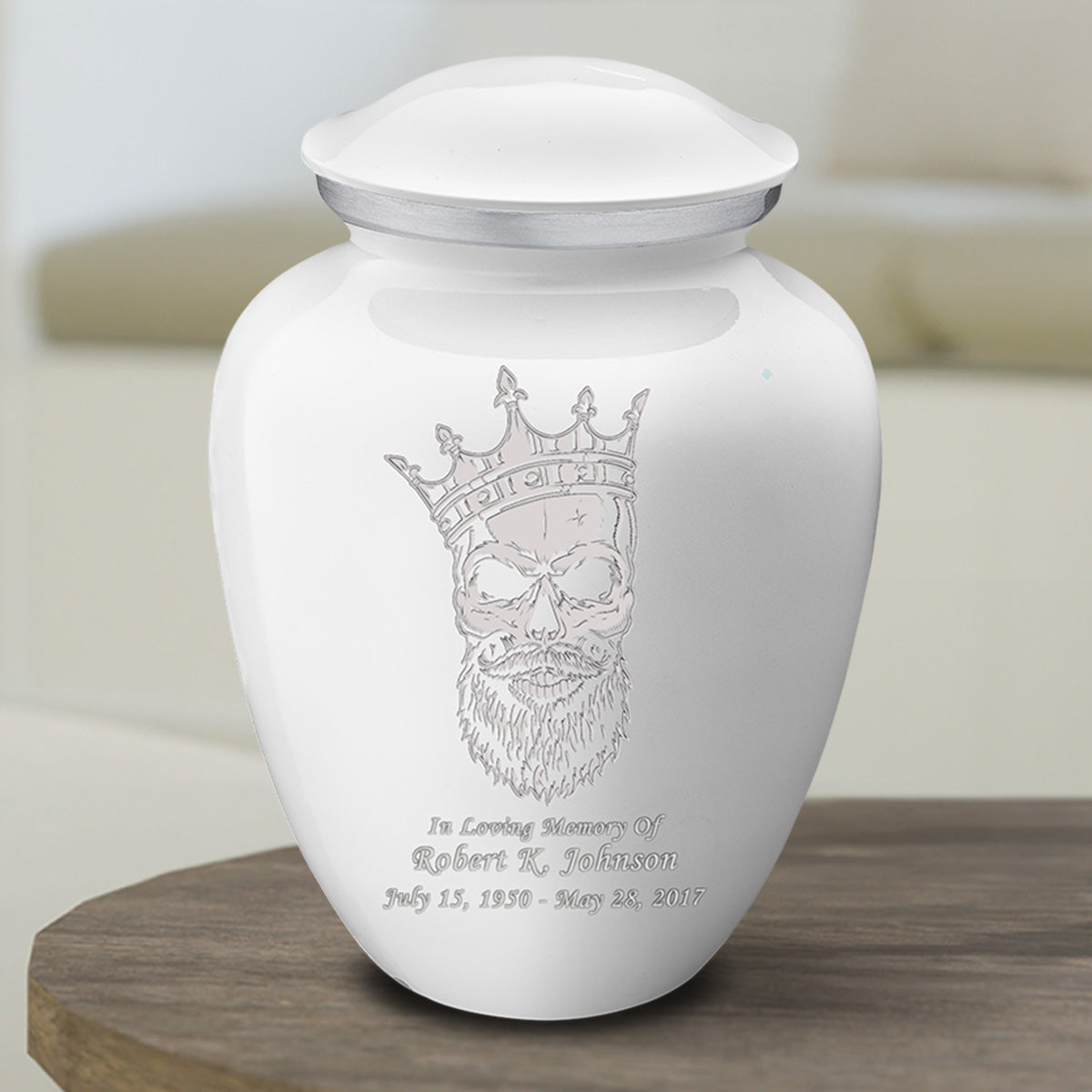 Medium Embrace White Skull Cremation Urn