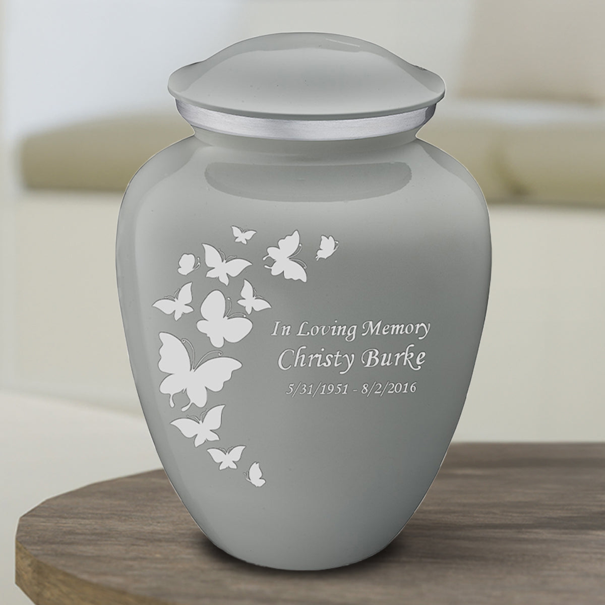 Medium Embrace Slate Grey Butterfly Cremation Urn
