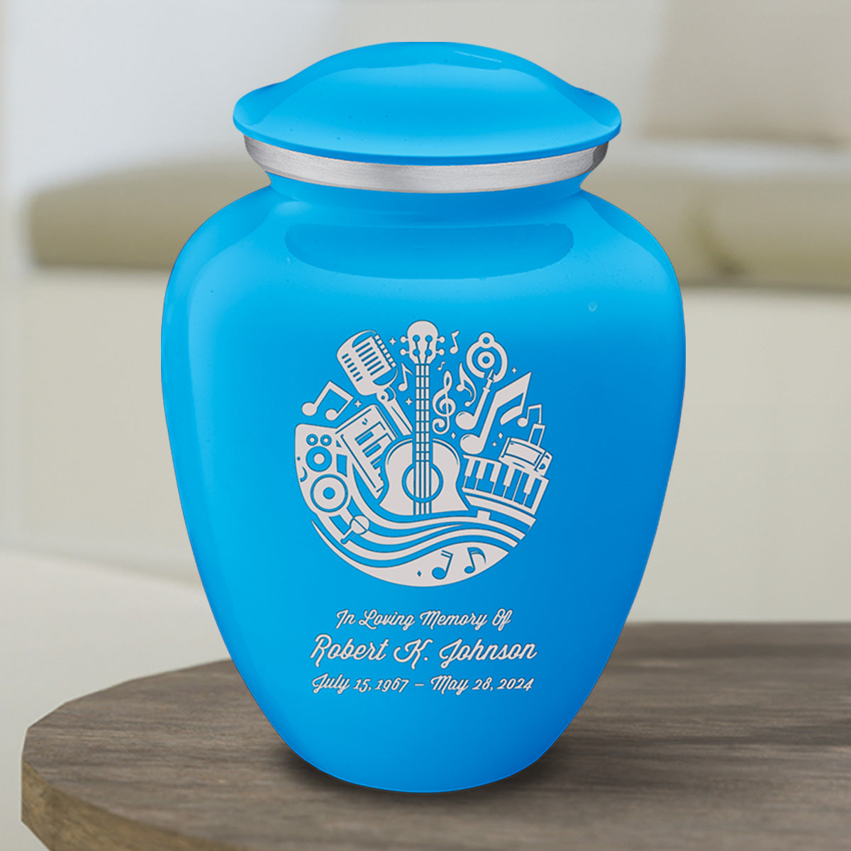 Medium Embrace Racing Blue Music Cremation Urn