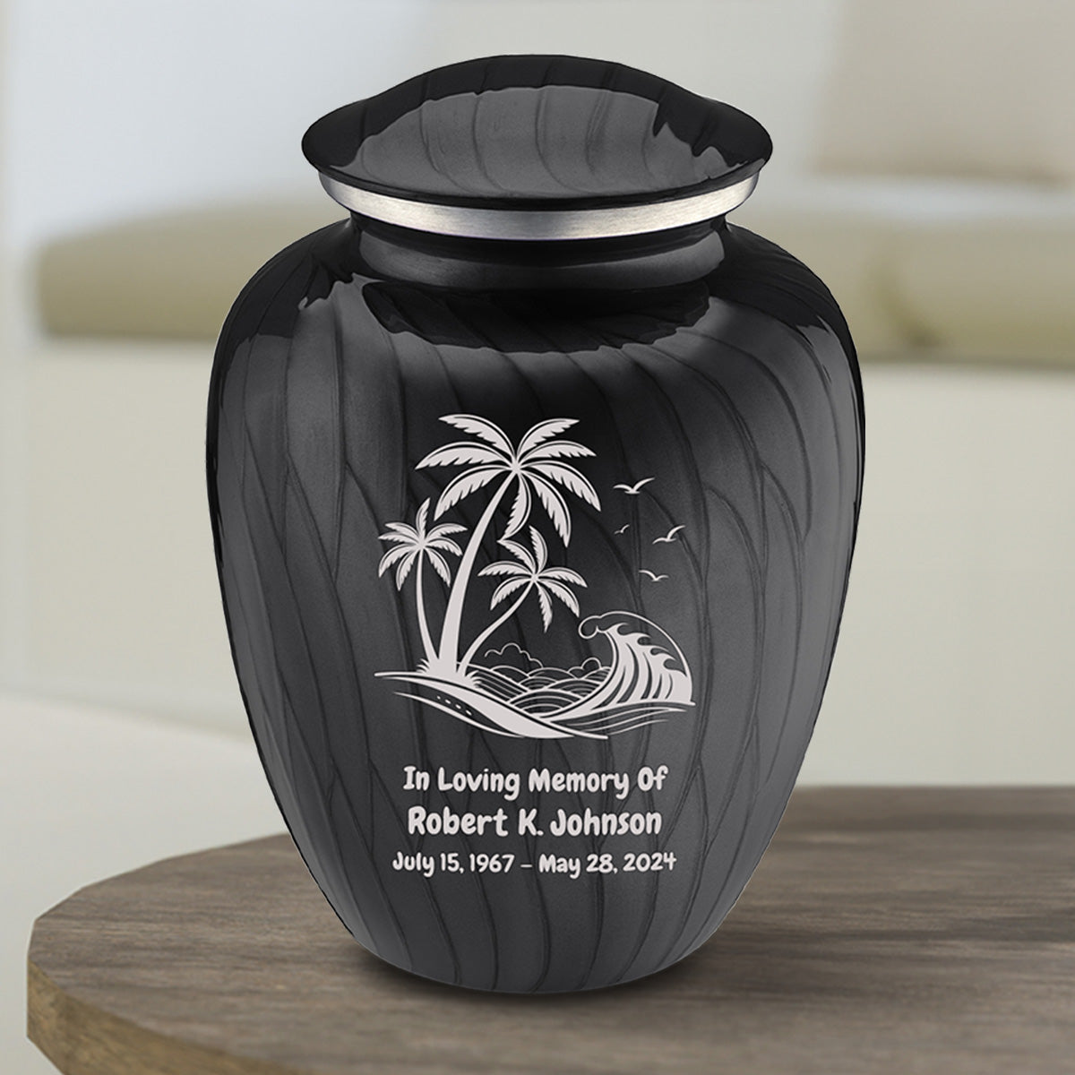 Medium Embrace Pearl Black Palm Beach Cremation Urn