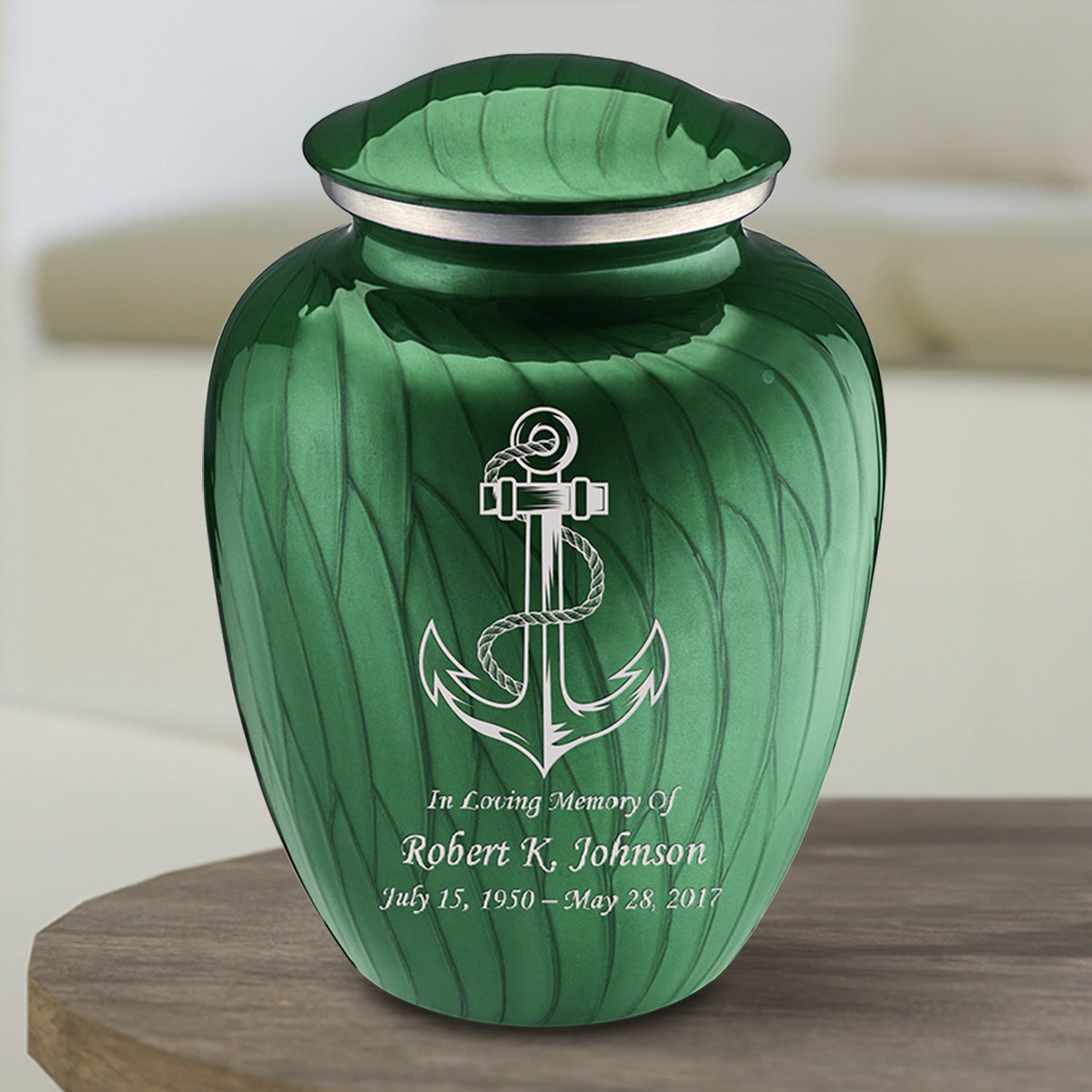 Medium Embrace Pearl Green Anchor Cremation Urn