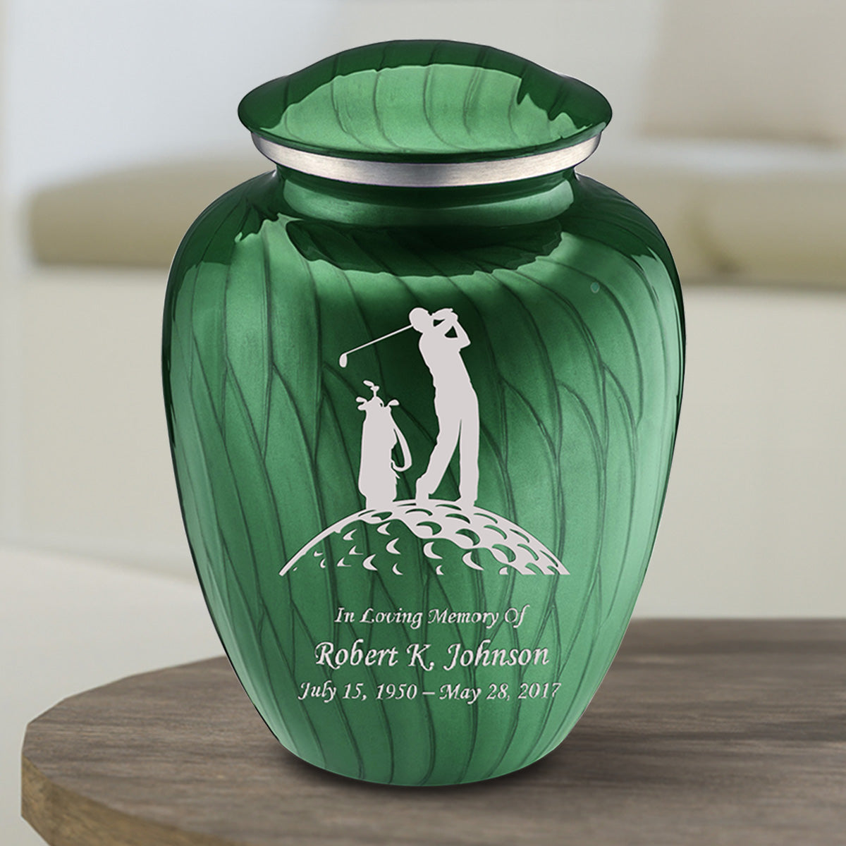 Medium Embrace Pearl Green Golf Cremation Urn