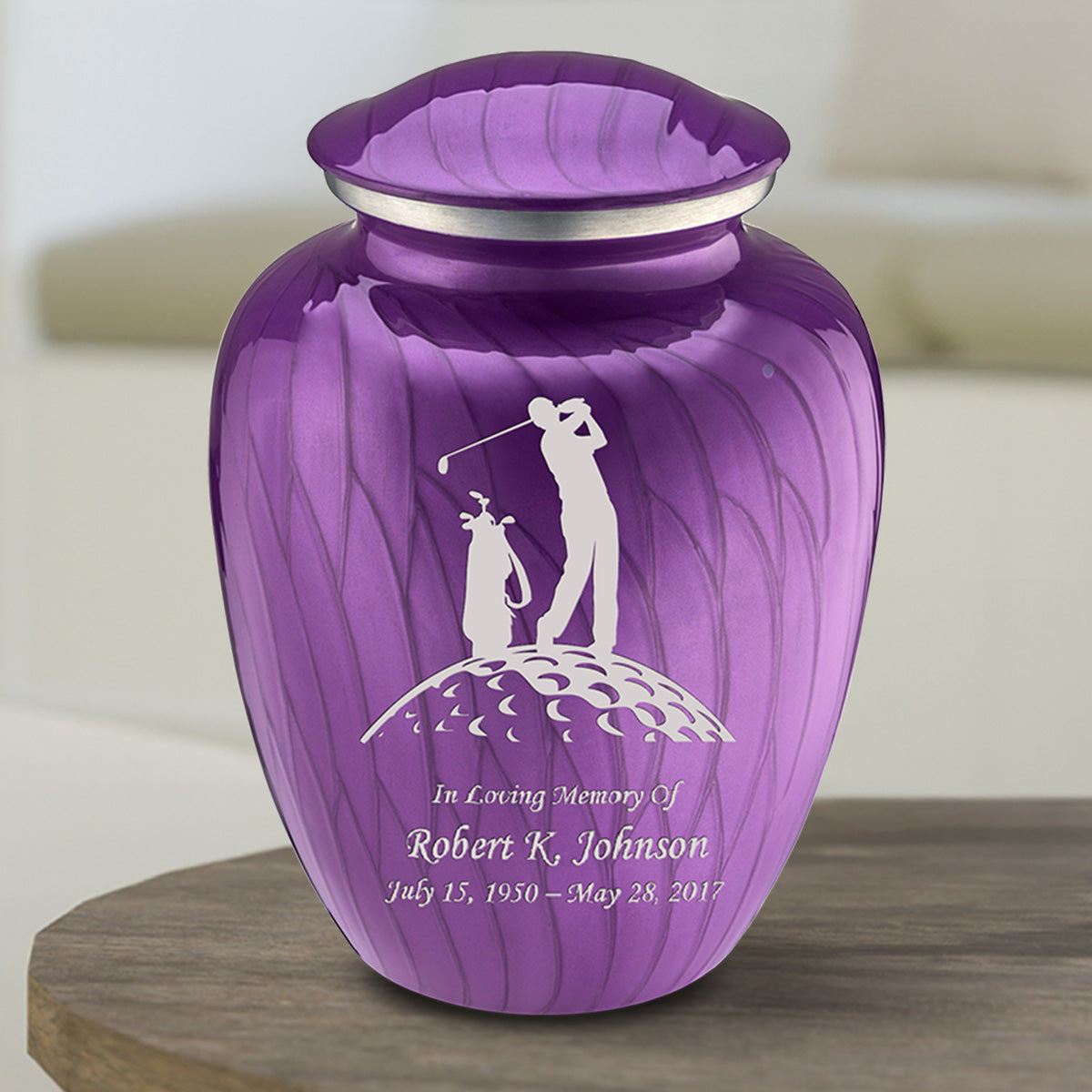 Medium Embrace Pearl Purple Golf Cremation Urn