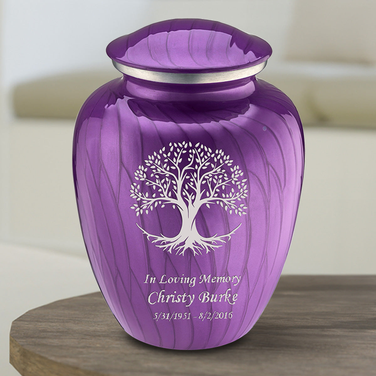 Medium Embrace Pearl Purple Tree of Life Cremation Urn