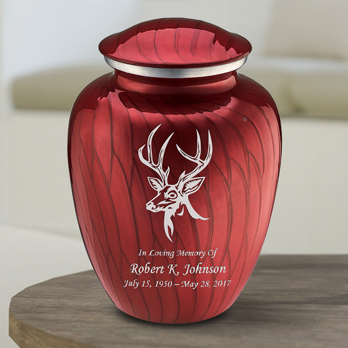 Medium Embrace Pearl Candy Red Deer Cremation Urn