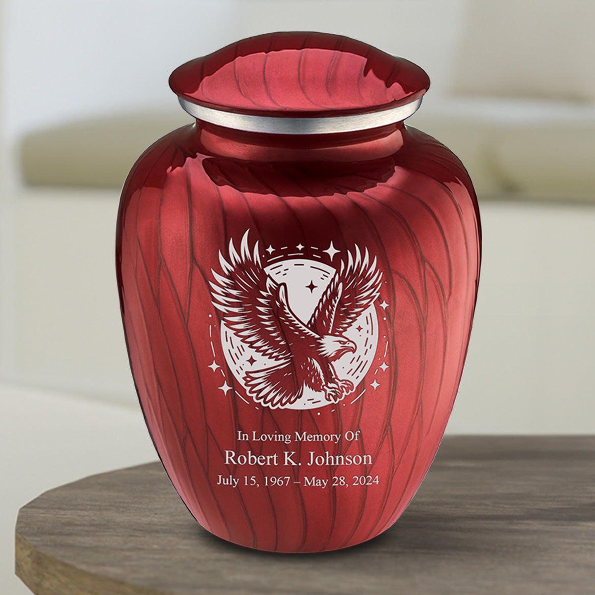 Medium Embrace Pearl Candy Red Flying Eagle Cremation Urn