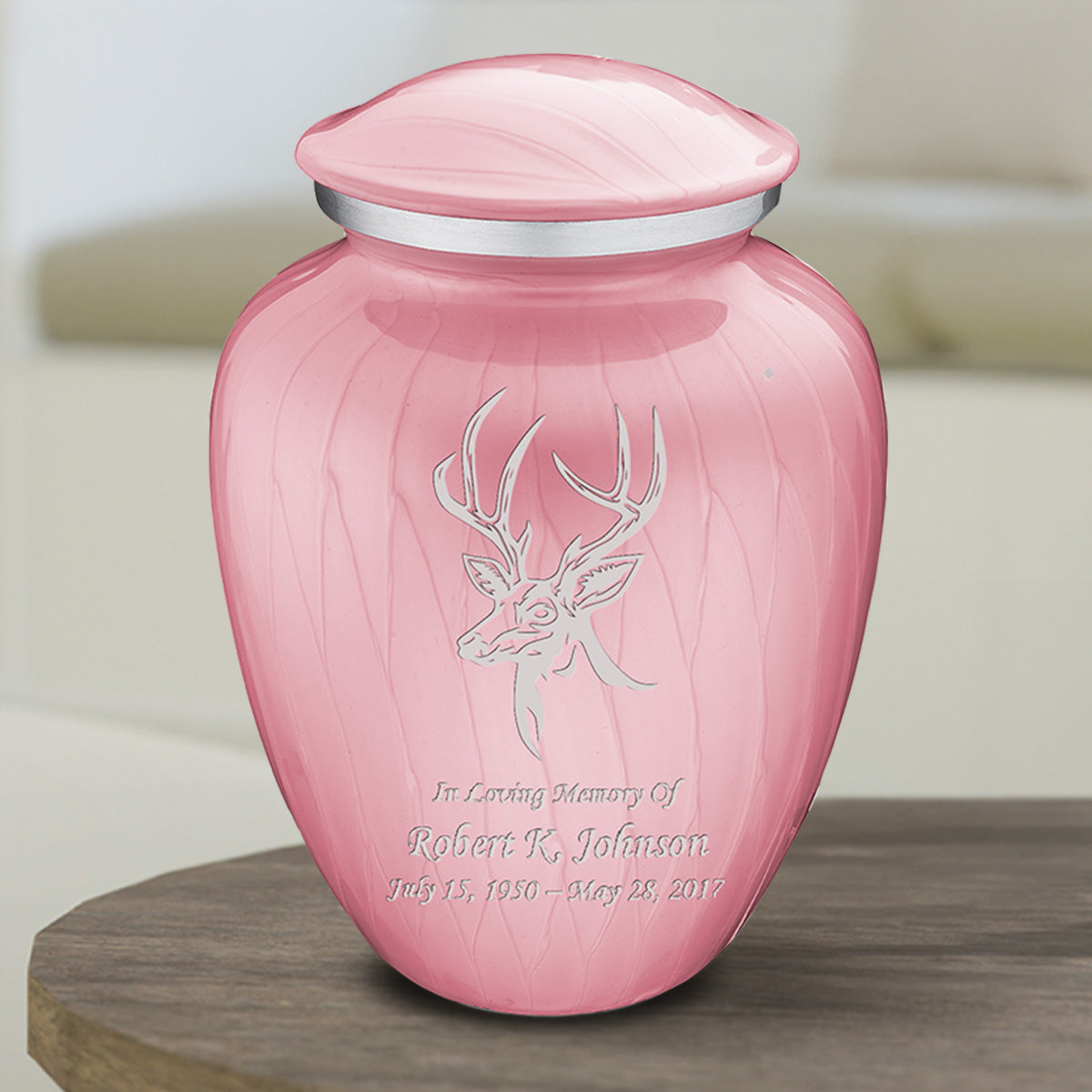 Medium Embrace Pearl Light Pink Deer Cremation Urn