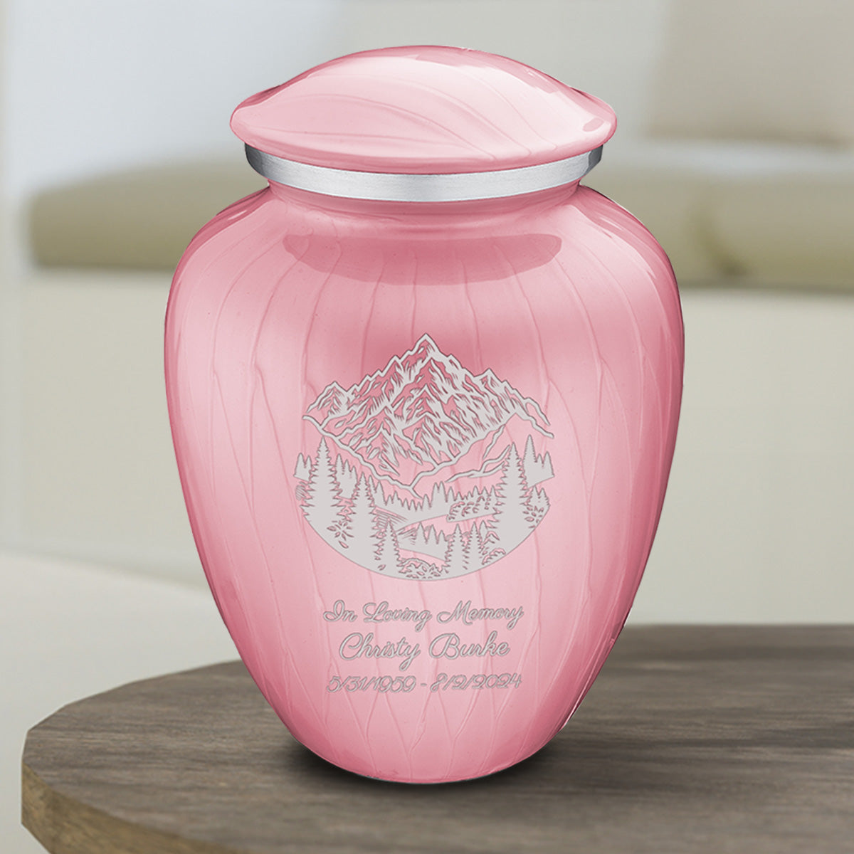 Medium Embrace Pearl Pink Rocky Mountains Cremation Urn