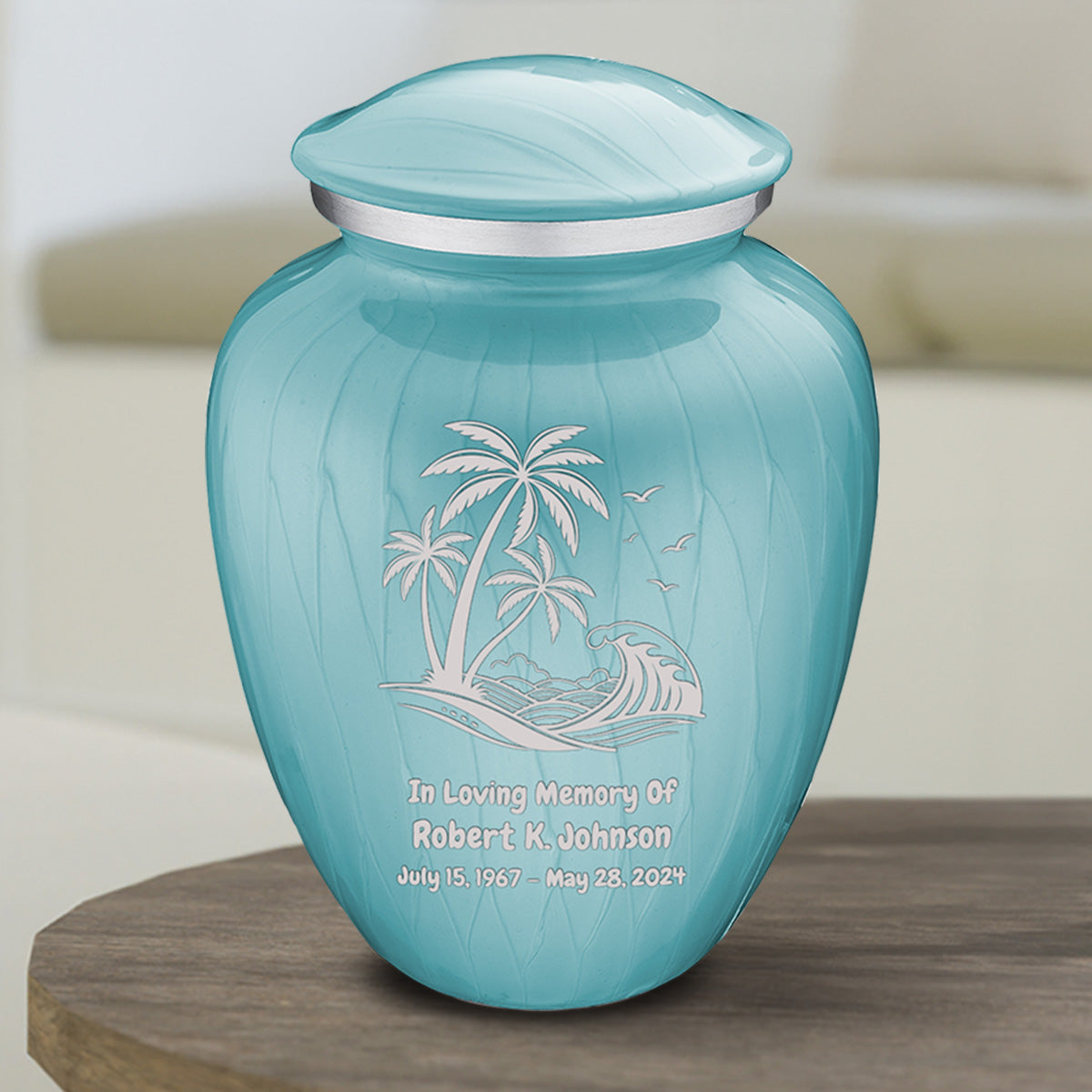 Medium Embrace Pearl Light Blue Palm Beach Cremation Urn