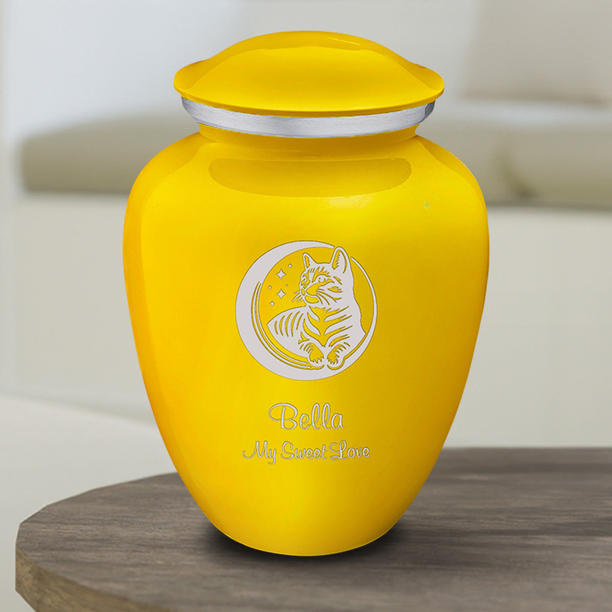Medium Embrace Yellow Pet Cute Cat Cremation Urn