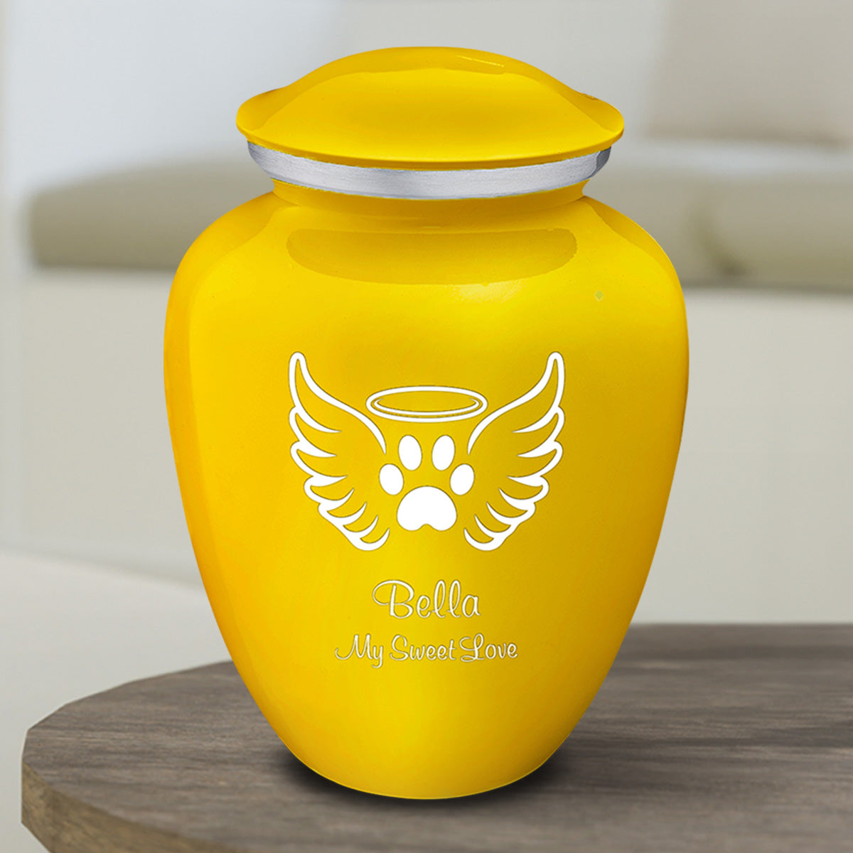 Large Embrace Yellow Pet Angel Wings Cremation Urn