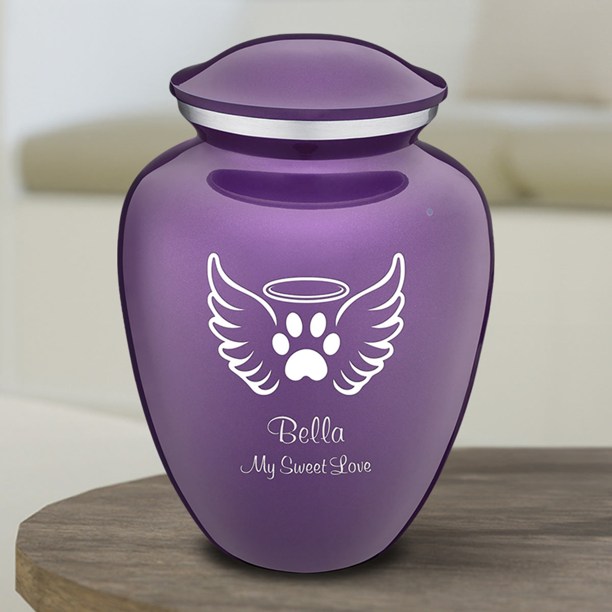 Large Embrace Purple Pet Angel Wings Cremation Urn