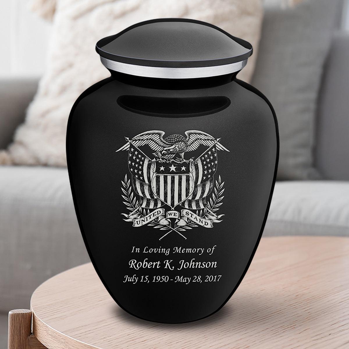 Adult Embrace Black American Glory Cremation Urn