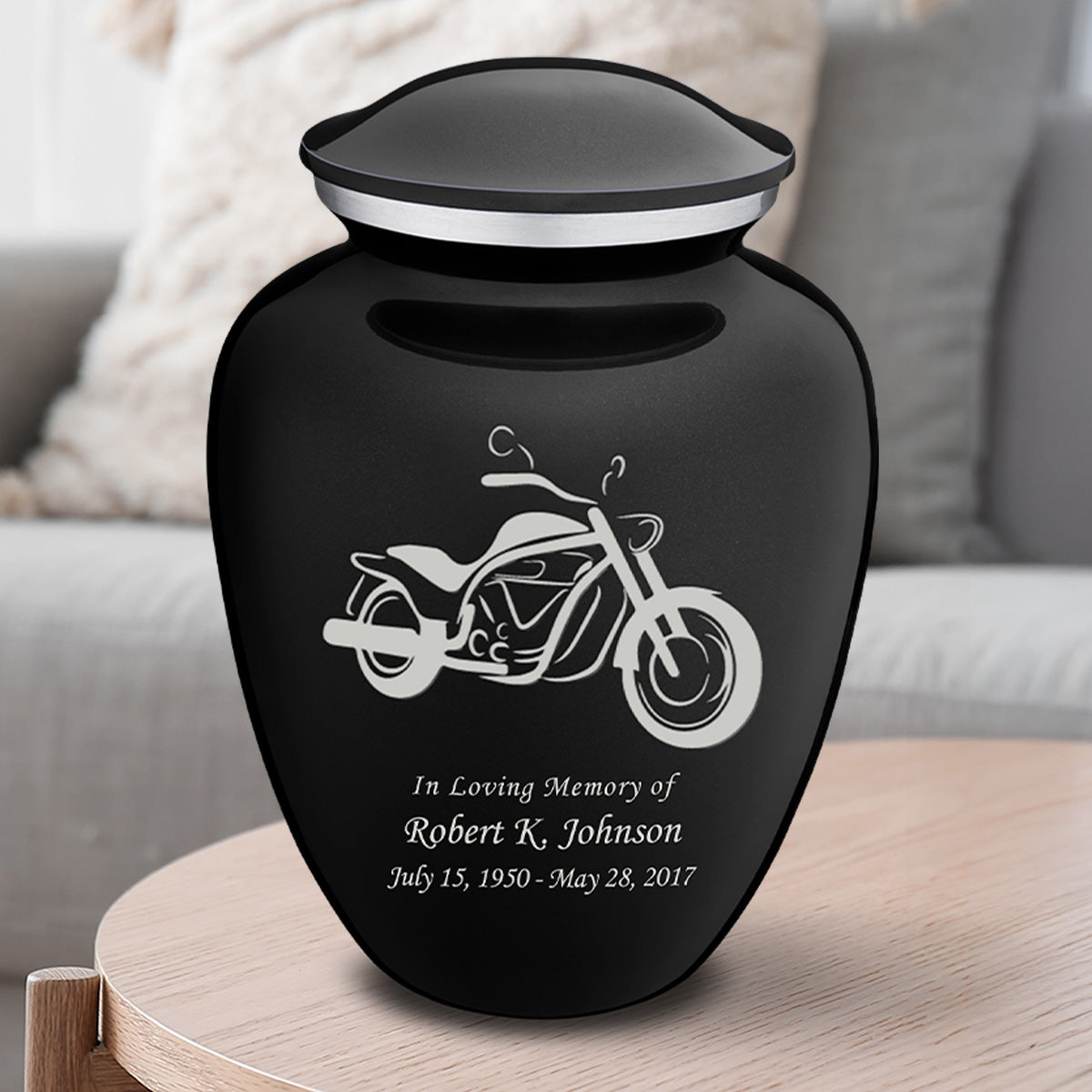 Adult Embrace Black Motorcycle Cremation Urn