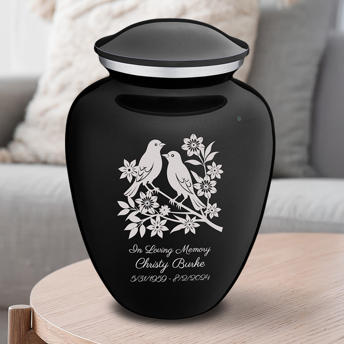 Adult Embrace Black Songbirds Cremation Urn