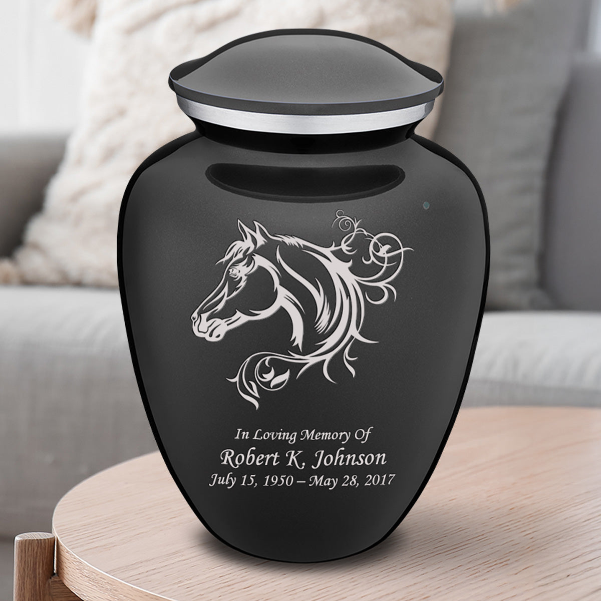 Adult Embrace Charcoal Horse Cremation Urn
