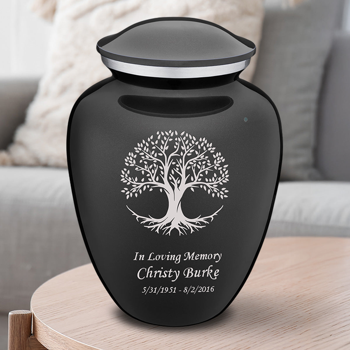 Adult Embrace Charcoal Tree of Life Cremation Urn