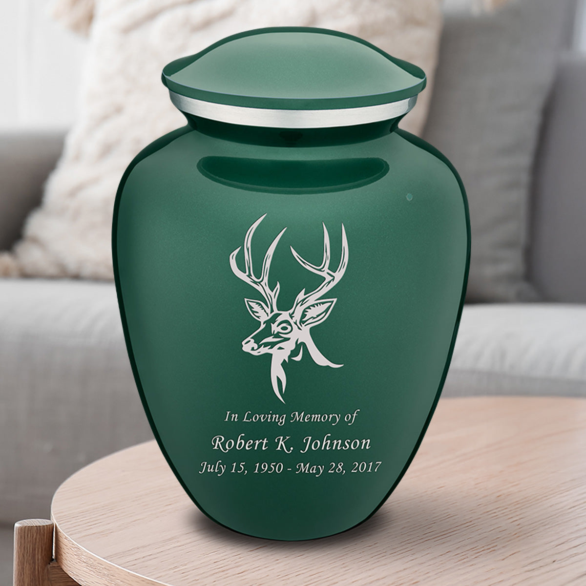 Adult Embrace Green Deer Cremation Urn