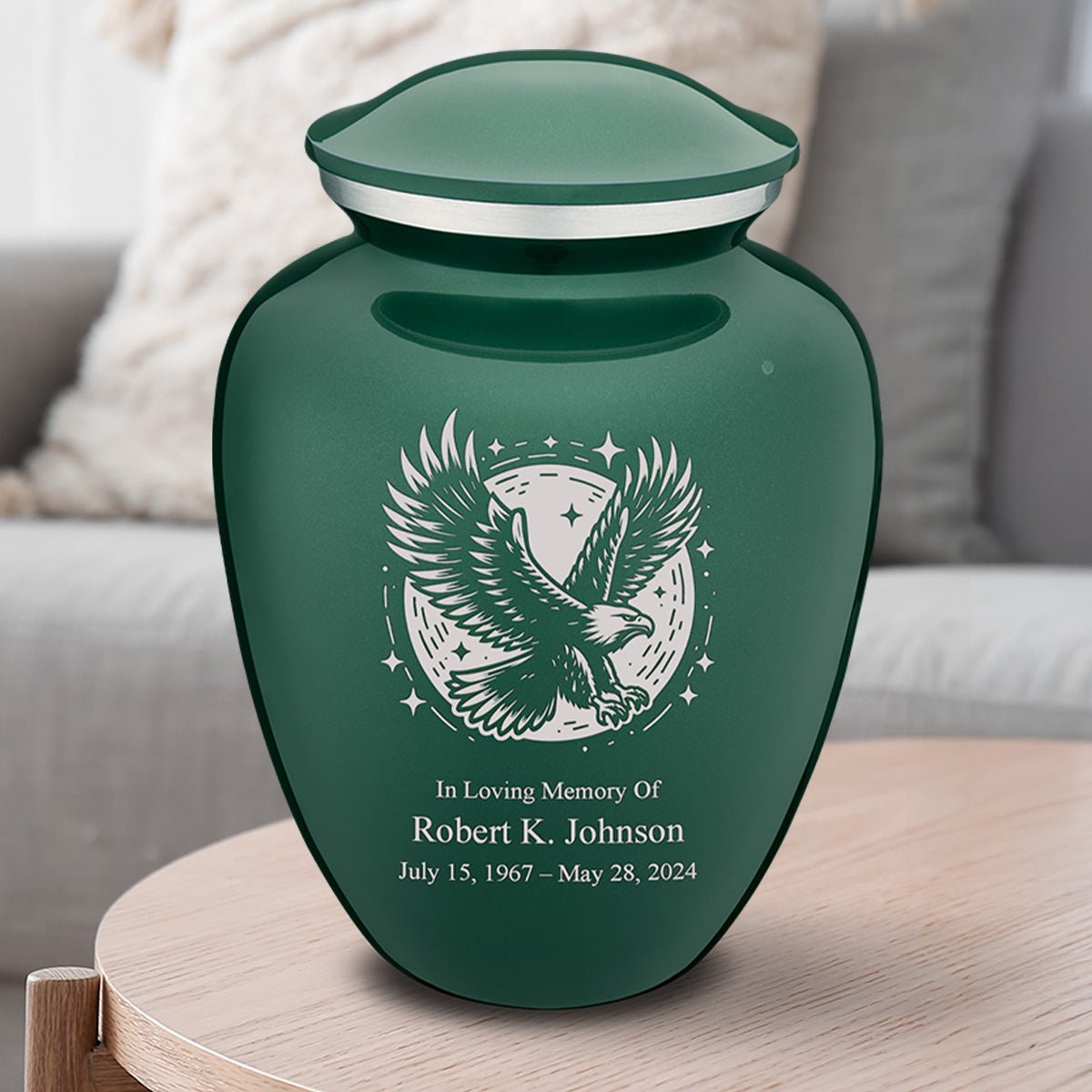 Adult Embrace Green Flying Eagle Cremation Urn
