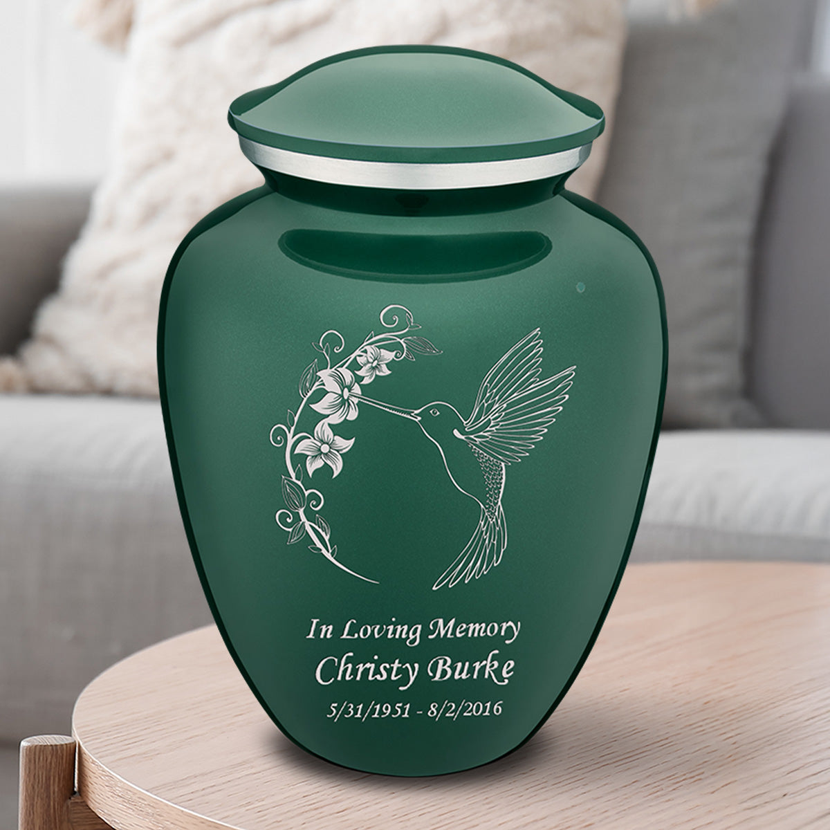 Adult Embrace Green Hummingbird Cremation Urn