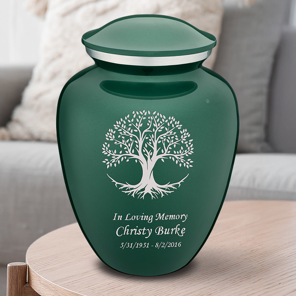 Adult Embrace Green Tree of Life Cremation Urn