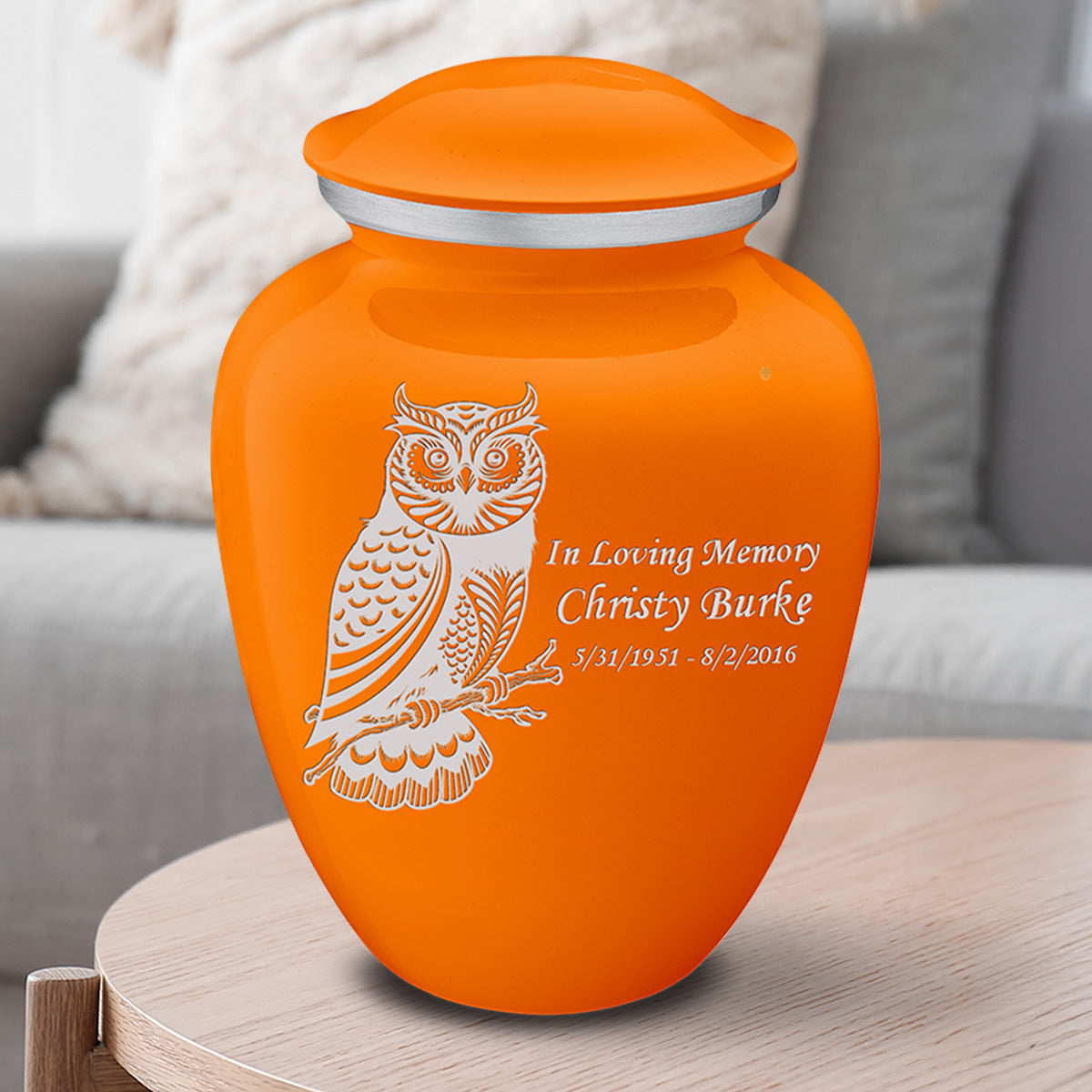 Adult Embrace Burnt Orange Owl Cremation Urn