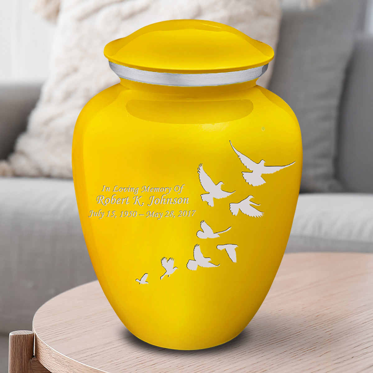 Adult Embrace Yellow Doves Cremation Urn