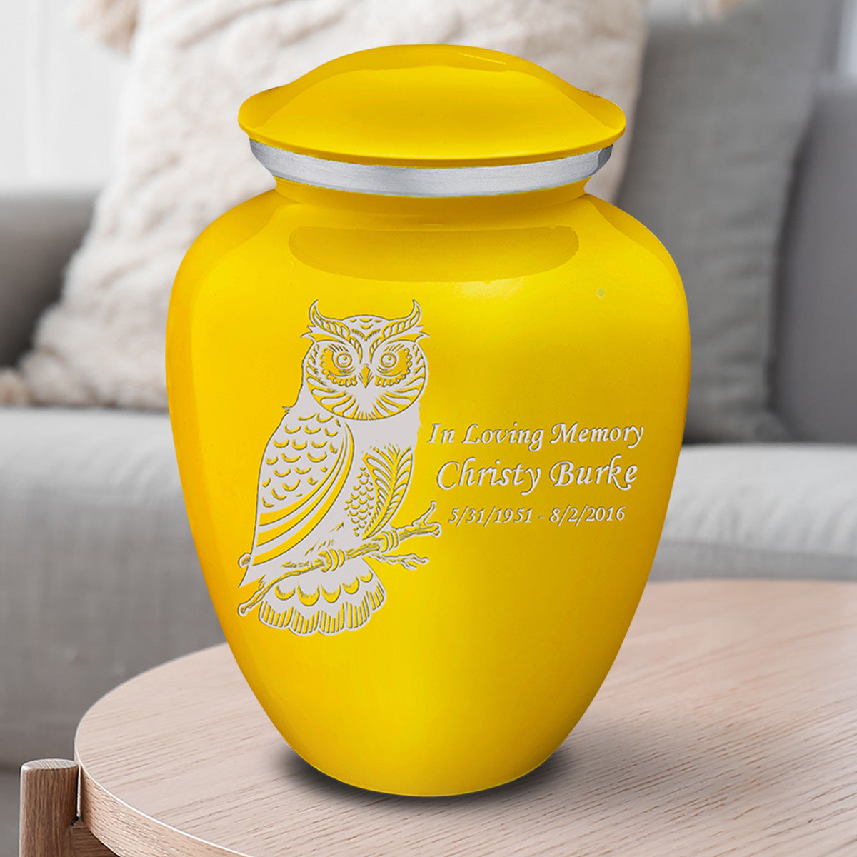 Adult Embrace Yellow Owl Cremation Urn