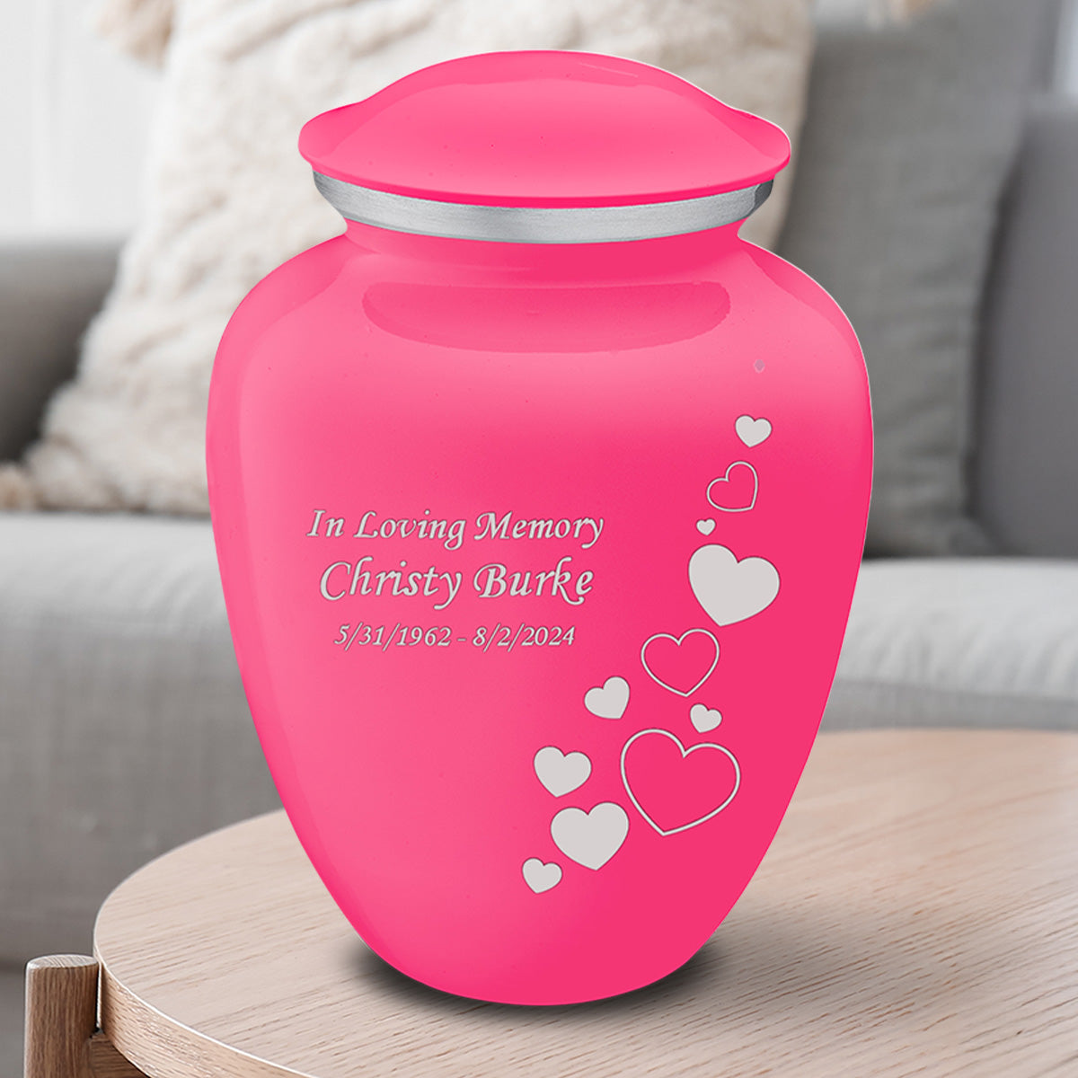 Adult Embrace Bright Pink Floating Heart Cremation Urn