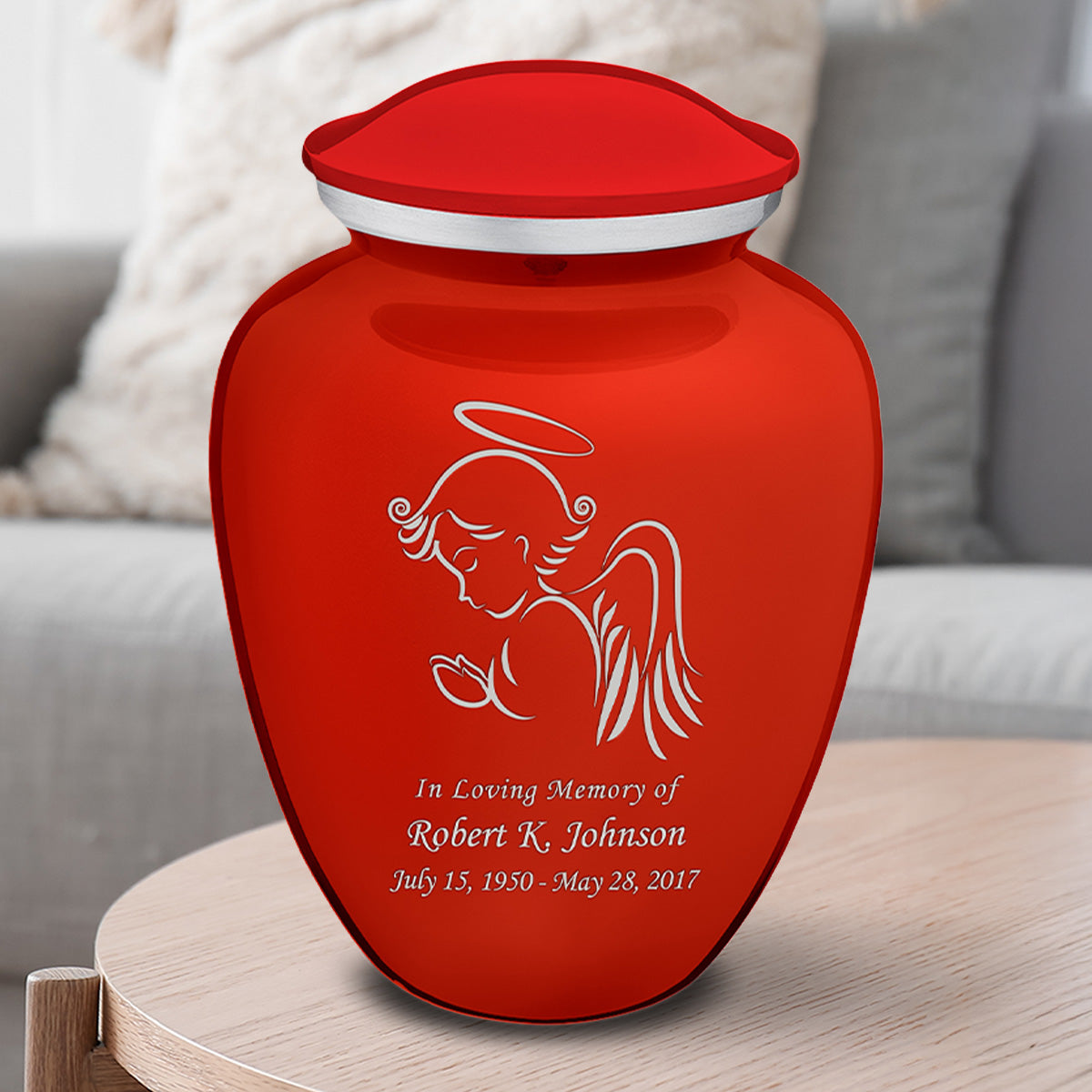 Adult Embrace Bright Red Angel Cremation Urn