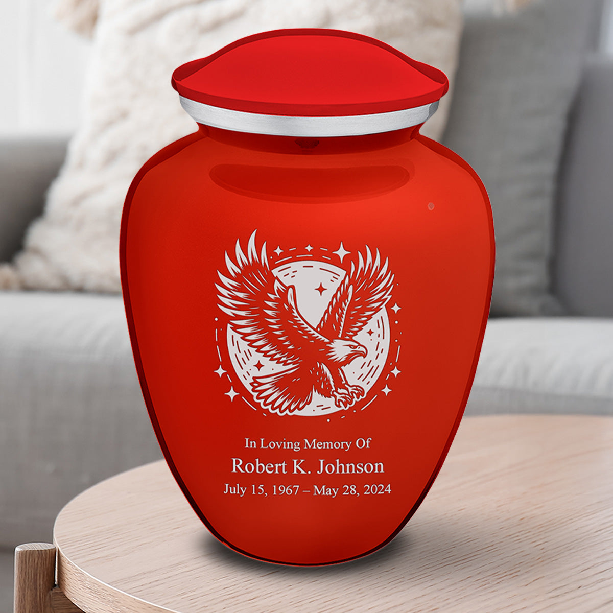 Adult Embrace Bright Red Flying Eagle Cremation Urn