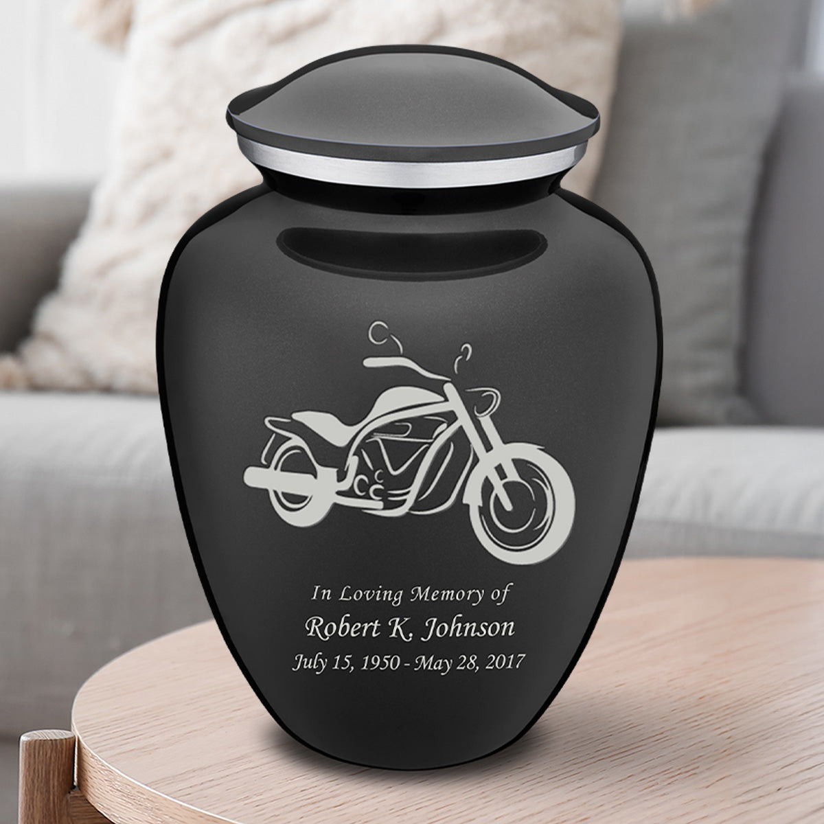 Adult Embrace Charcoal Motorcycle Cremation Urn