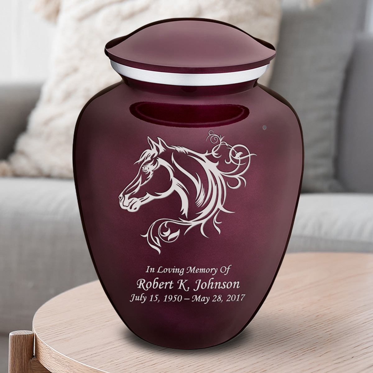 Adult Embrace Cherry Purple Horse Cremation Urn