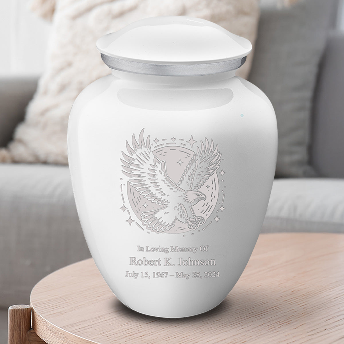Adult Embrace White Flying Eagle Cremation Urn