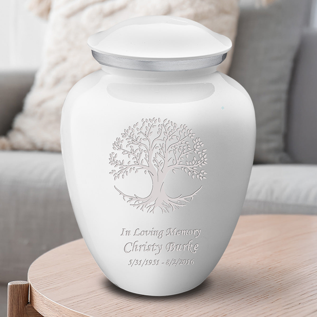 Adult Embrace White Tree of Life Cremation Urn
