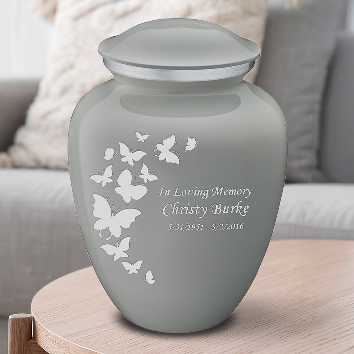 Adult Embrace Slate Grey Butterfly Cremation Urn