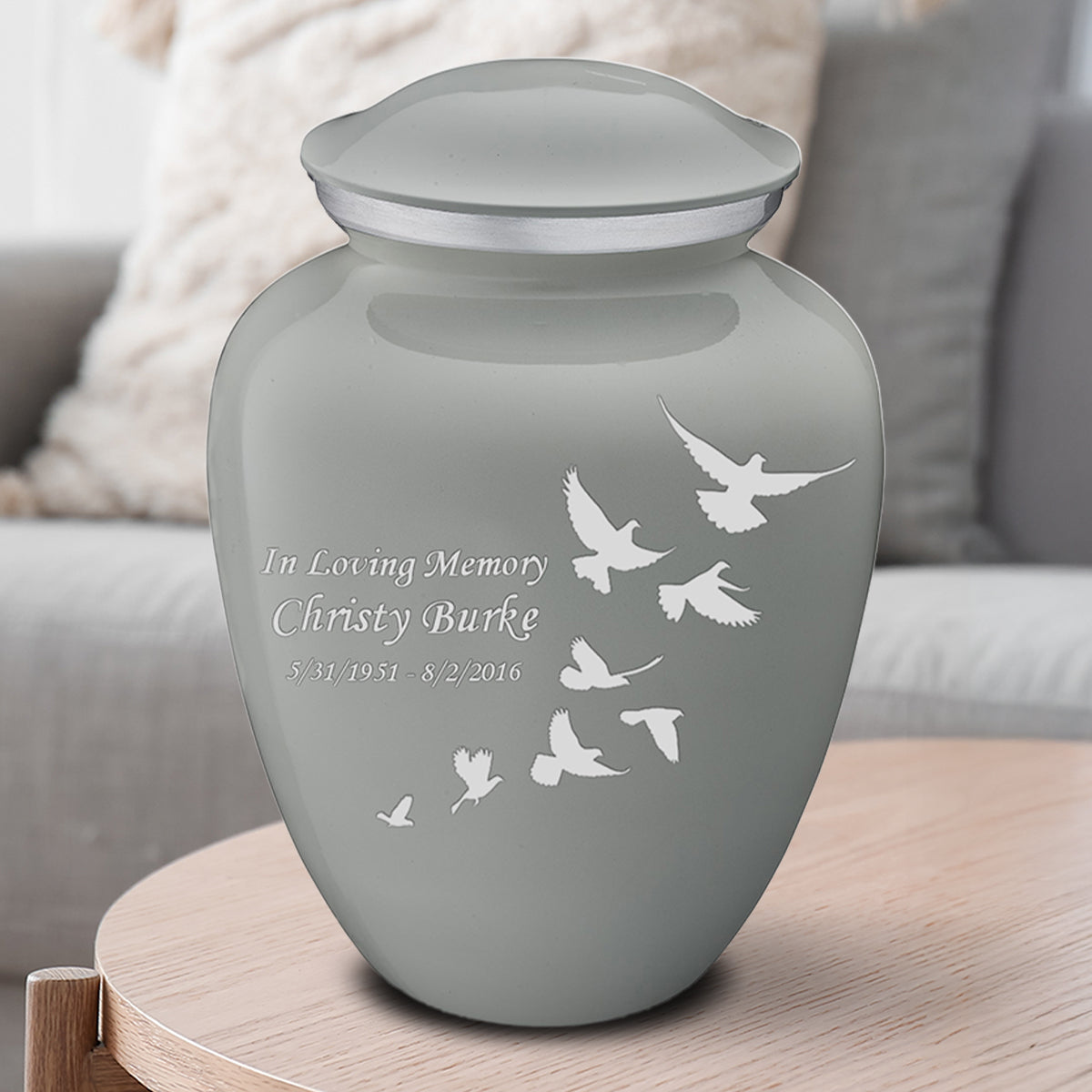 Adult Embrace Slate Grey Doves Cremation Urn