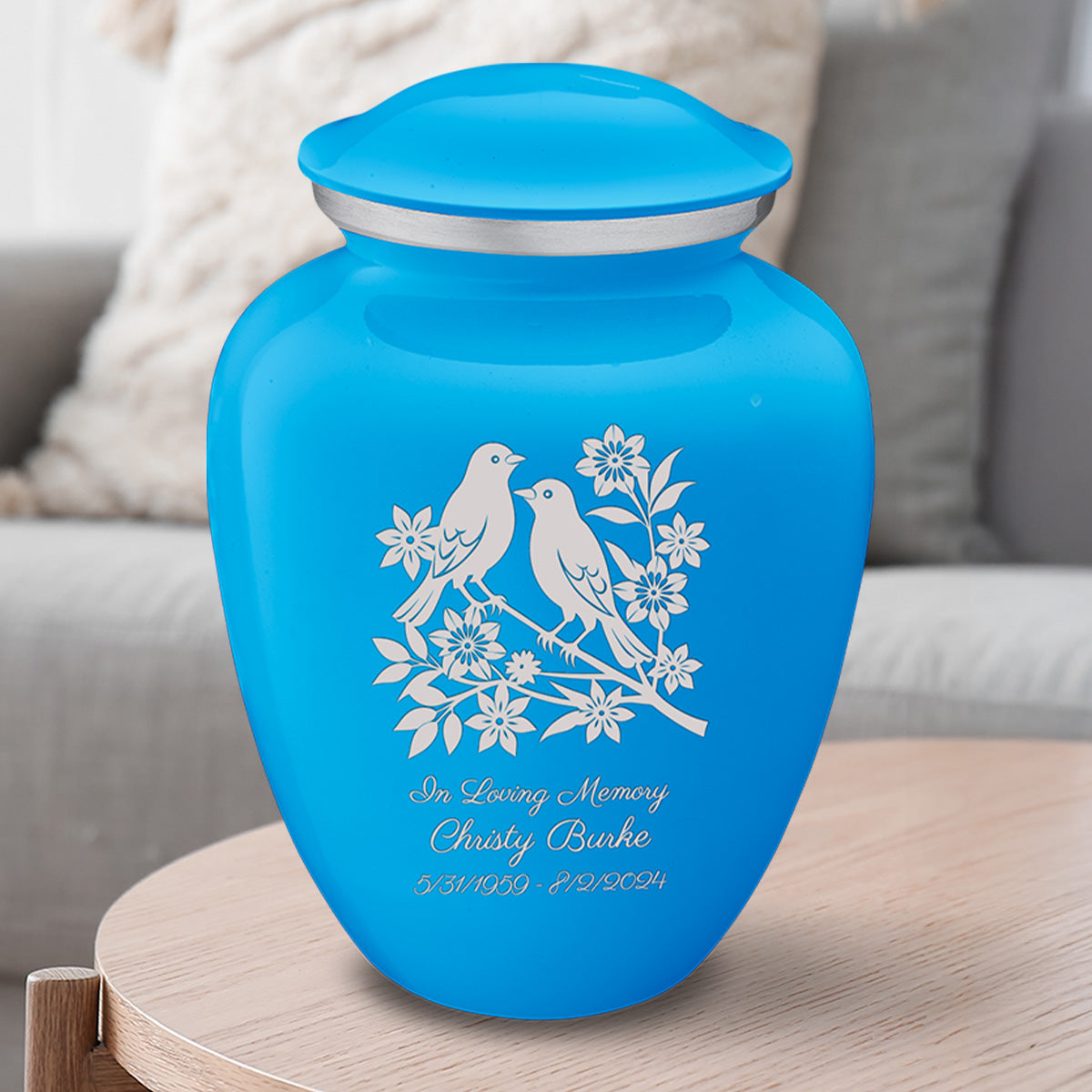 Adult Embrace Racing Blue Songbirds Cremation Urn