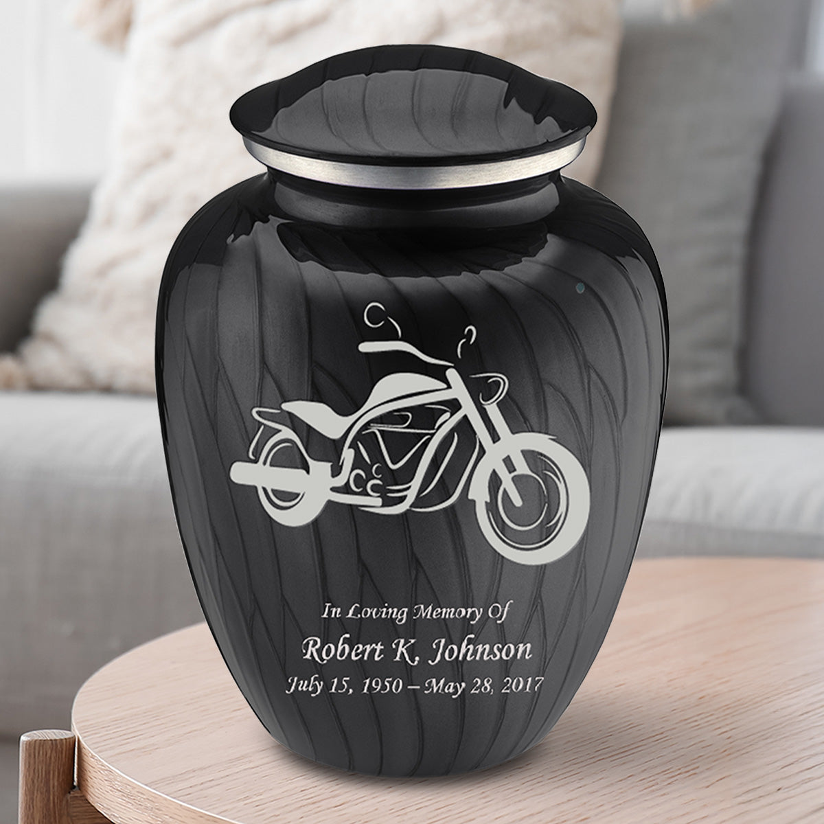 Adult Embrace Pearl Black Motorcycle Cremation Urn