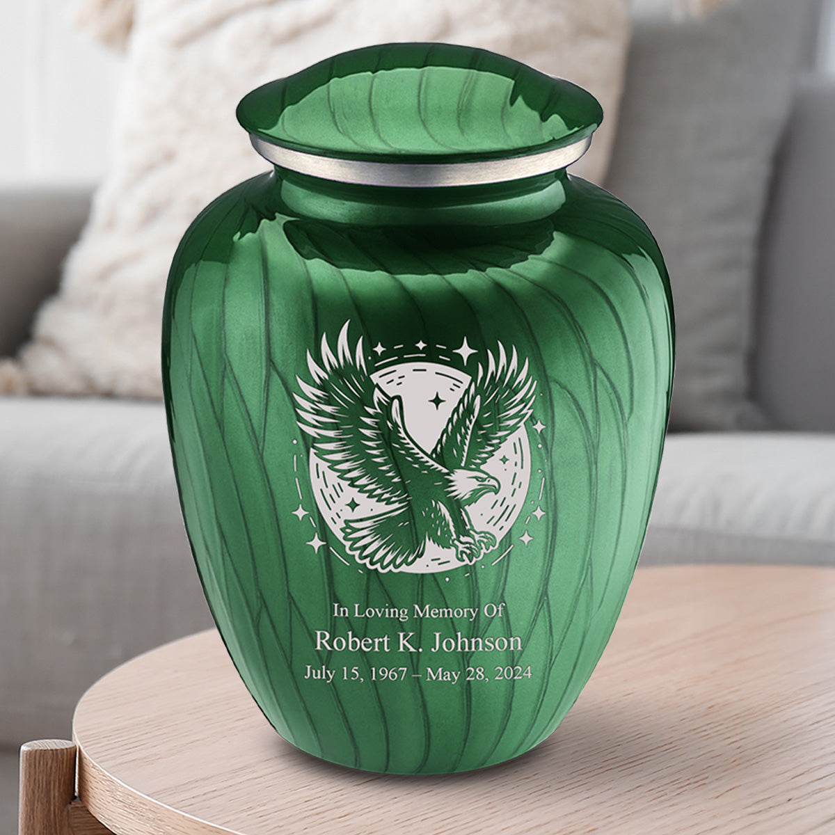 Adult Embrace Pearl Green Flying Eagle Cremation Urn