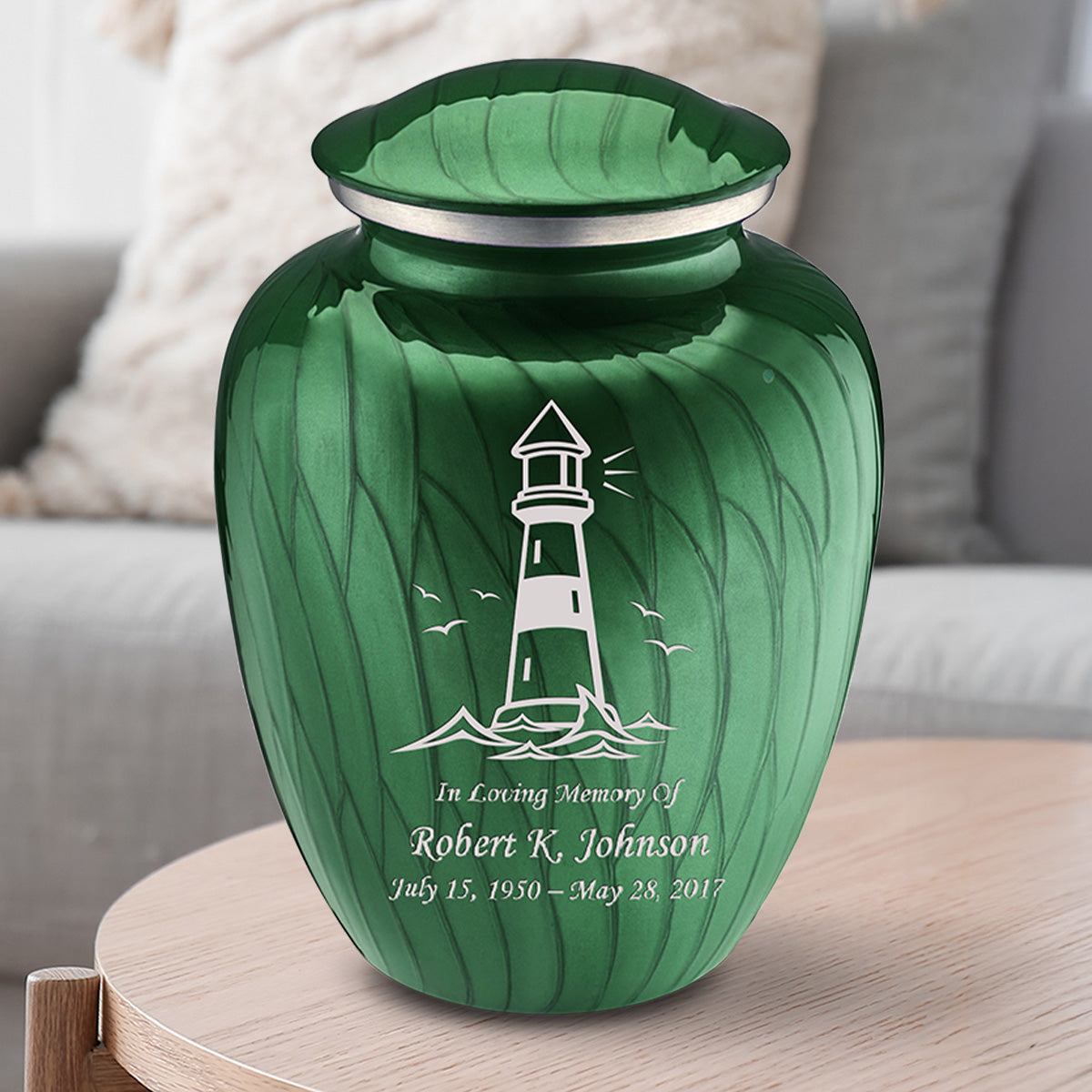 Adult Embrace Pearl Green Lighthouse Cremation Urn