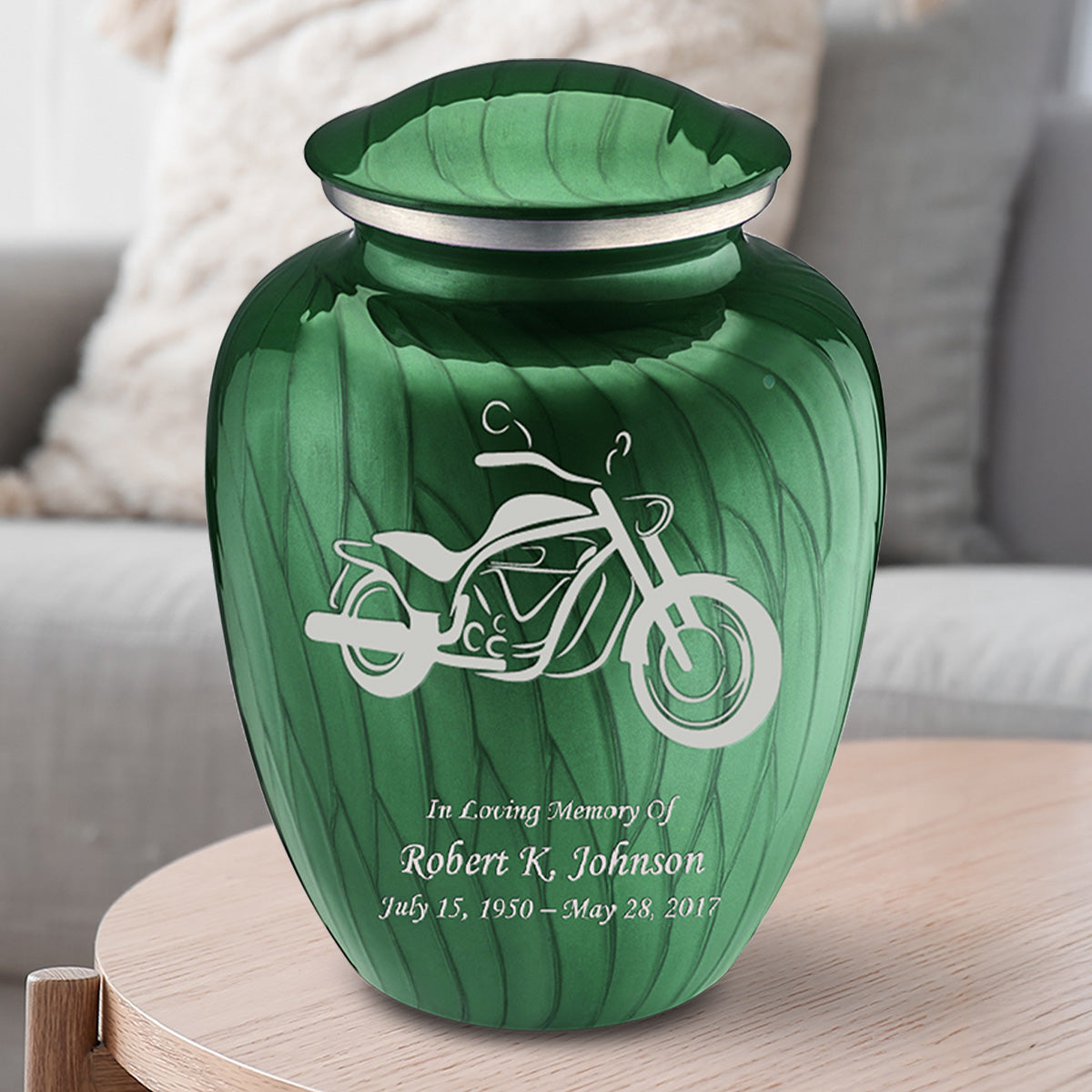 Adult Embrace Pearl Green Motorcycle Cremation Urn