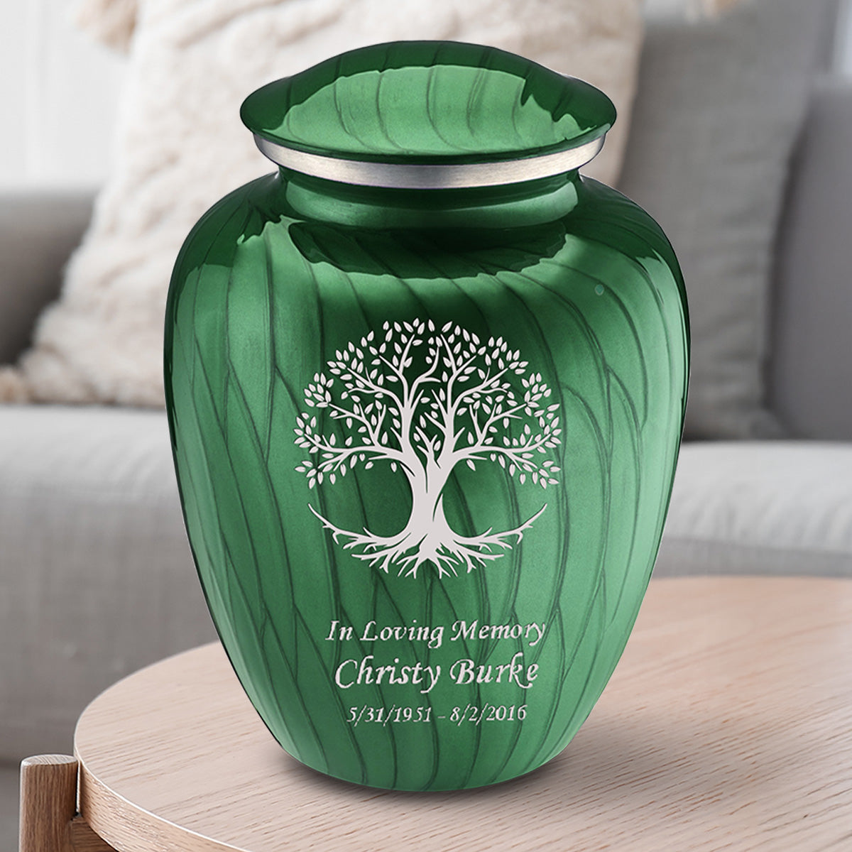 Adult Embrace Pearl Green Tree of Life Cremation Urn